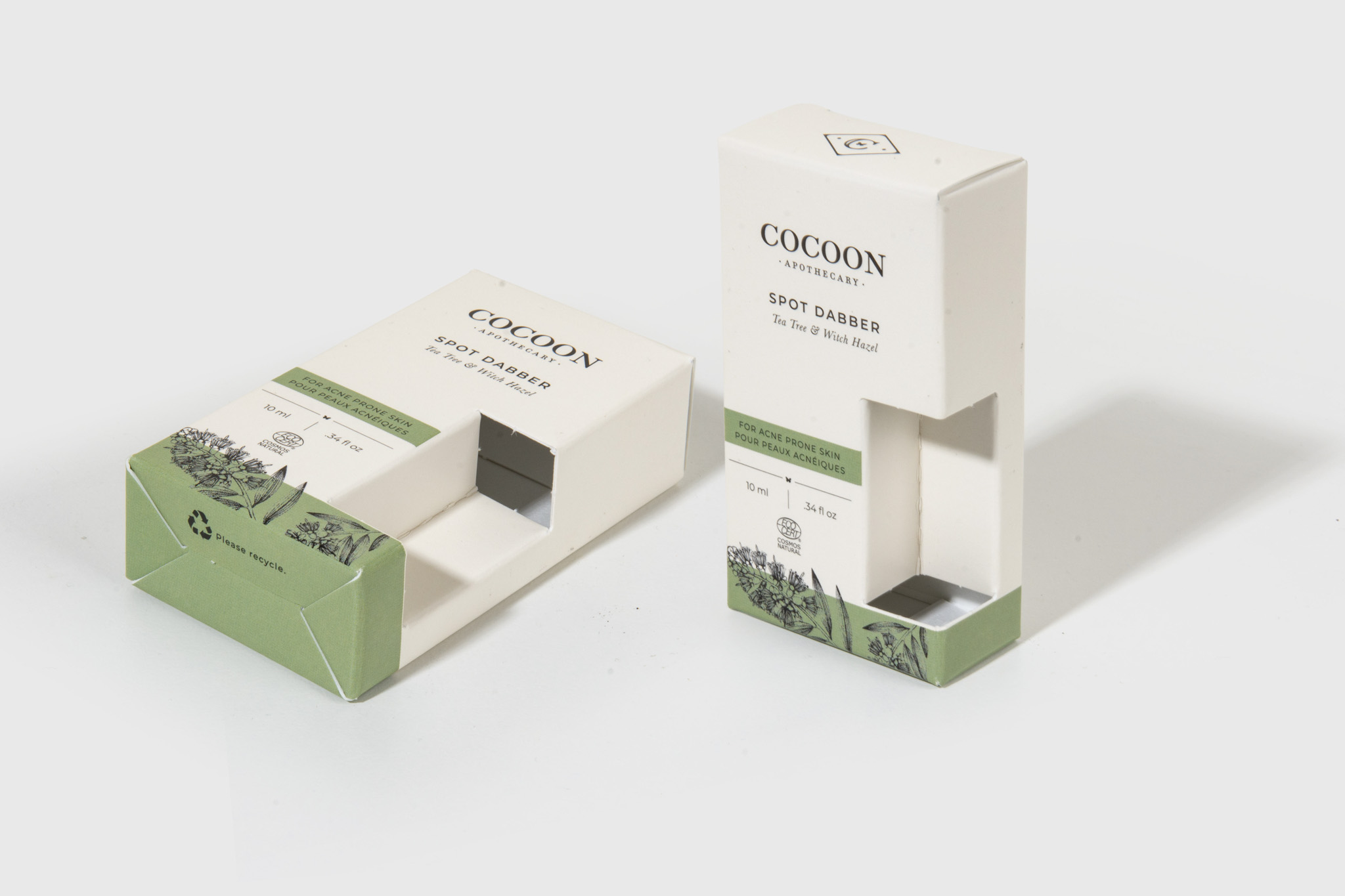 Cocoon Apothecary Spot Dabber skincare display cartons
