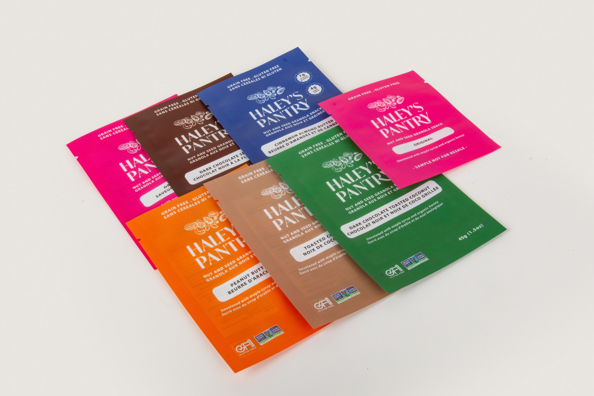 Haley's Pantry colour-coded granola snack pouch range