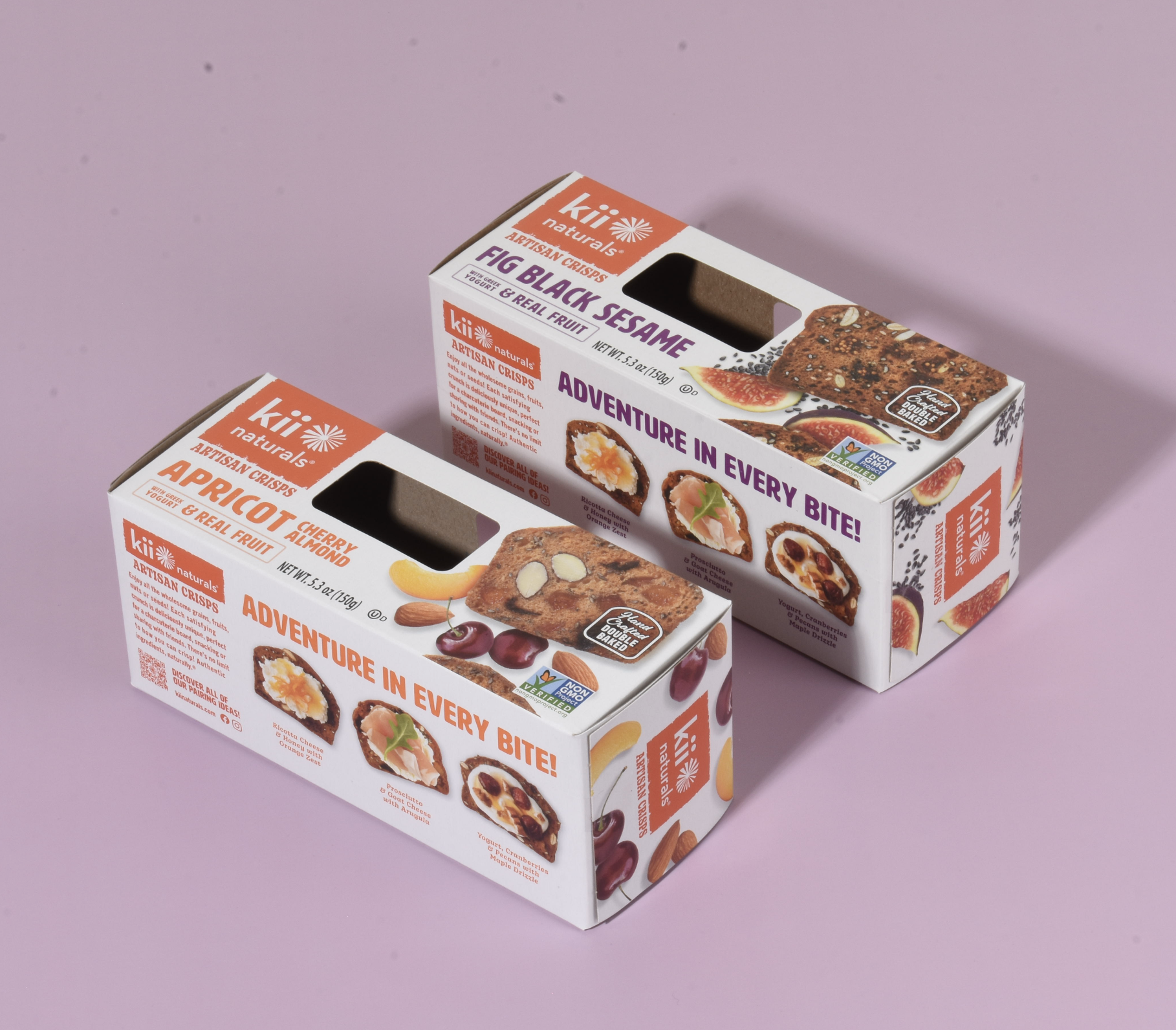 Kii Naturals Artisan Crisps windowed folding cartons